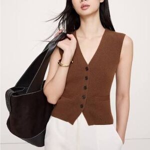 Banana Republic Chocolate V-Neck Sweater Vest